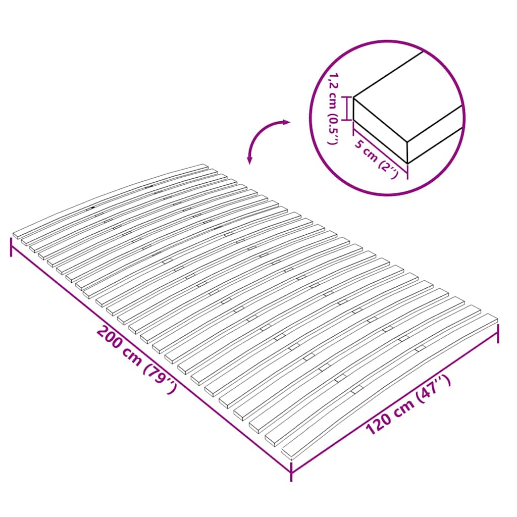 340079 vidaXL Bed Slats Replacement with 24 Slats 120x200 cm
