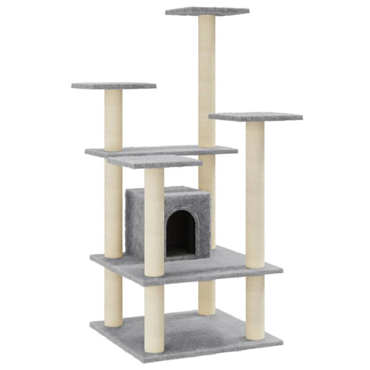 Cat Tree with Sisal Scratching Posts Light Grey 110 cm Cat Tree with Sisal Scratching Posts Light Grey 110 cm