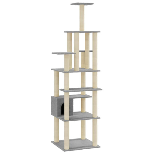 Cat Tree with Sisal Scratching Posts Light Grey 183 cm Cat Tree with Sisal Scratching Posts Light Grey 183 cm