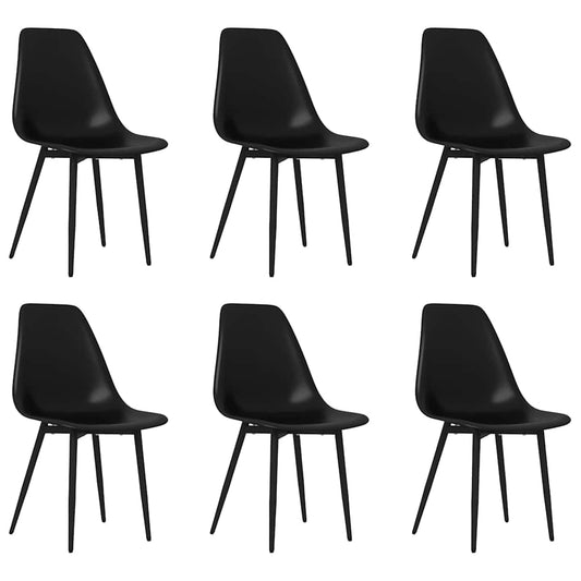 Dining Chairs 6 pcs Black PP Dining Chairs 6 pcs Black PP