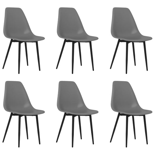 Dining Chairs 6 pcs Grey PP Dining Chairs 6 pcs Grey PP