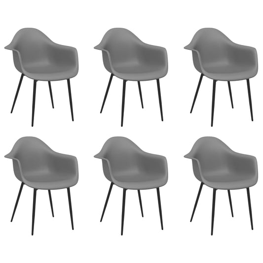 Dining Chairs 6 pcs Grey PP Dining Chairs 6 pcs Grey PP