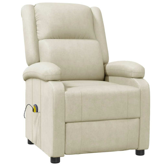 Massage Chair Cream White Faux Leather Massage Chair Cream White Faux Leather