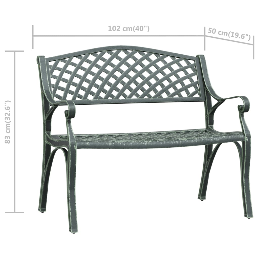 317745 vidaXL Garden Bench 102 cm Cast Aluminium Green