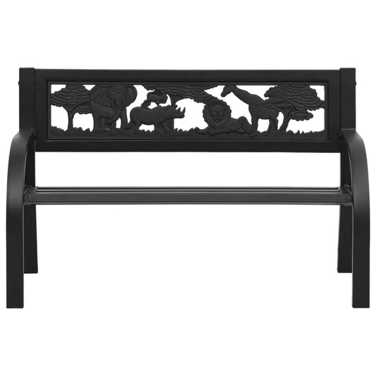 Garden Bench | Black | Steel | Children's size | Decorative Inlays Garden Bench | Black | Steel | Children's size | Decorative Inlays