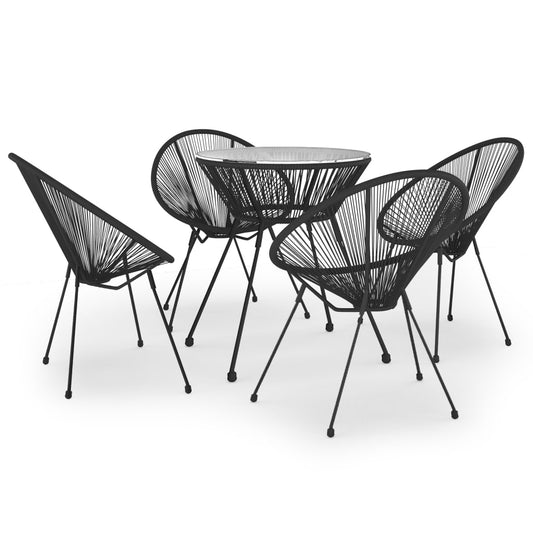 5 Piece Garden Dining Set Black 5 Piece Garden Dining Set Black