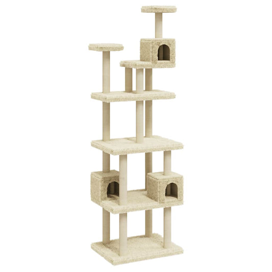 Cat Tree with Sisal Scratching Posts Cream 188 cm Cat Tree with Sisal Scratching Posts Cream 188 cm