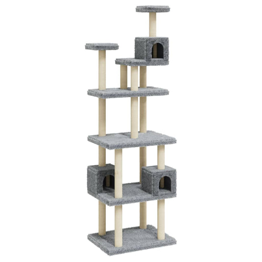 Cat Tree with Sisal Scratching Posts Light Grey 188 cm Cat Tree with Sisal Scratching Posts Light Grey 188 cm