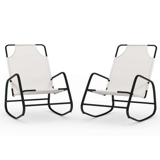Sun Lounger | Set of 2 | Cream | Strong Powder-coated steel, textilene Sun Lounger | Set of 2 | Cream | Strong Powder-coated steel, textilene