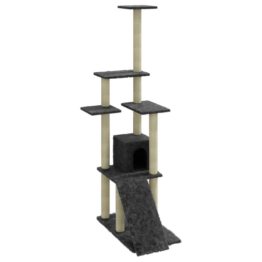 Cat Tree with Sisal Scratching Posts Dark Grey 155 cm Cat Tree with Sisal Scratching Posts Dark Grey 155 cm