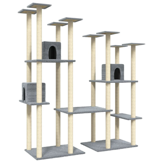 Cat Tree with Sisal Scratching Posts Light Grey 174 cm Cat Tree with Sisal Scratching Posts Light Grey 174 cm