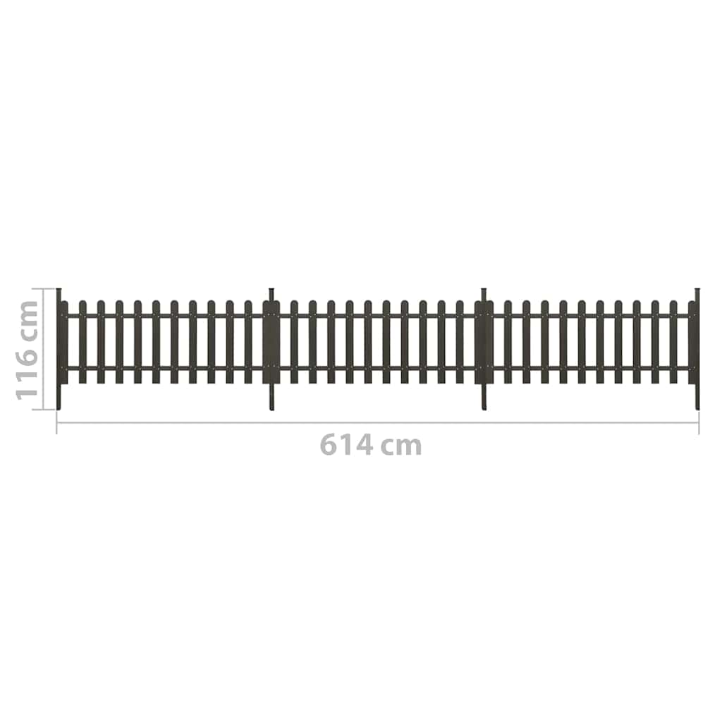 318090 vidaXL Picket Fence with Posts 3 pcs WPC 614x80 cm