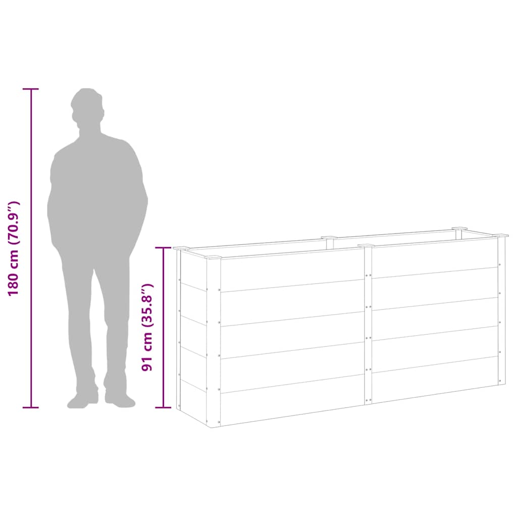 Garden Raised Bed 200x50x91 cm WPC Grey