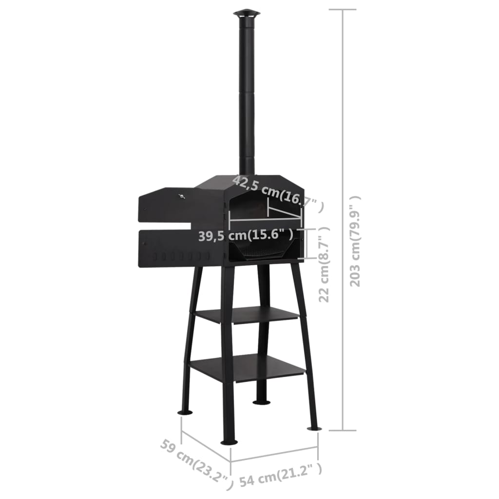 318145 vidaXL Outdoor Pizza Oven Charcoal Fired with 2 Fireclay Stones