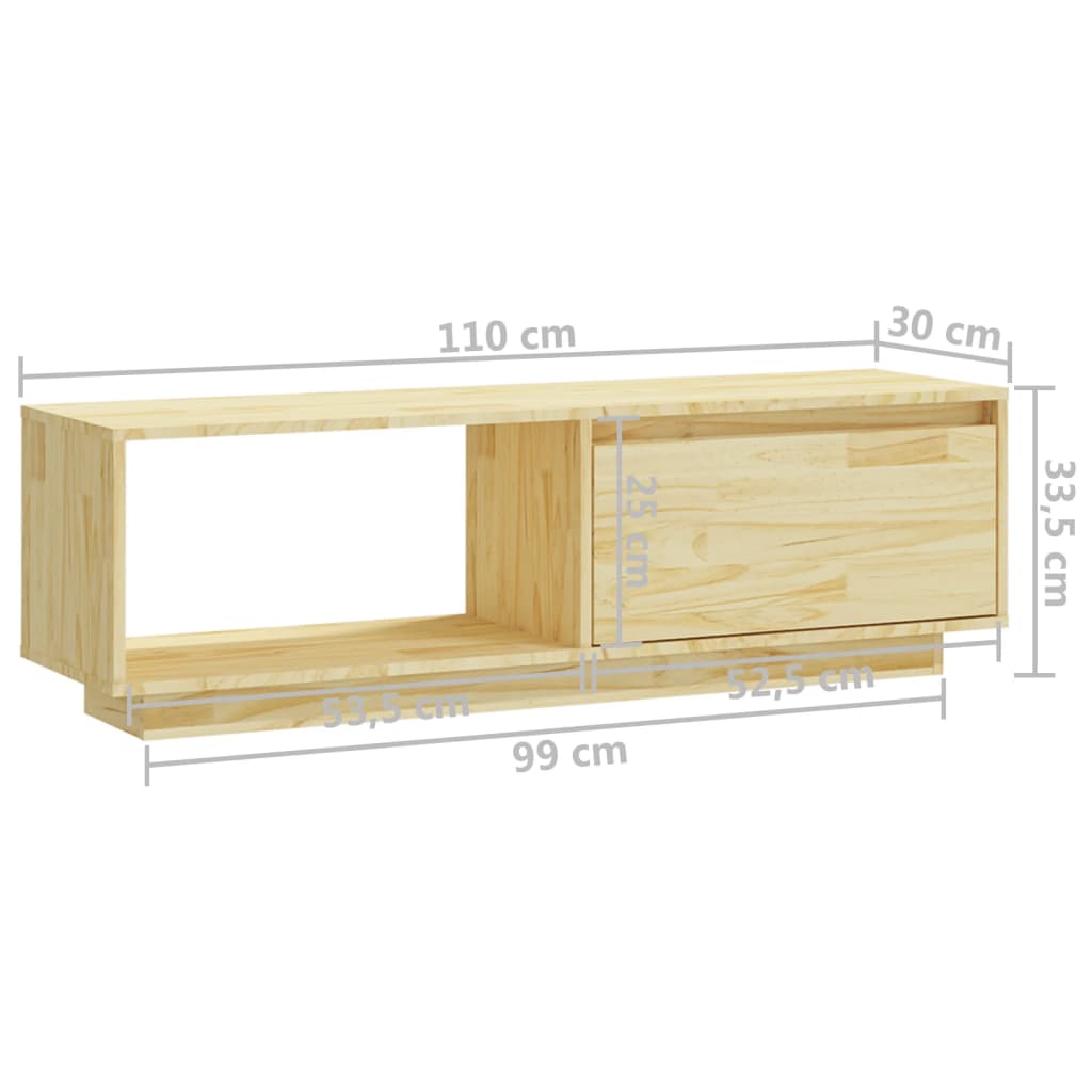 809888 vidaXL TV Cabinet 110x30x33,5 cm Solid Wood Pine