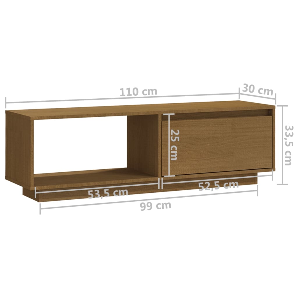 809891 vidaXL TV Cabinet Honey Brown 110x30x33,5 cm Solid Wood Pine