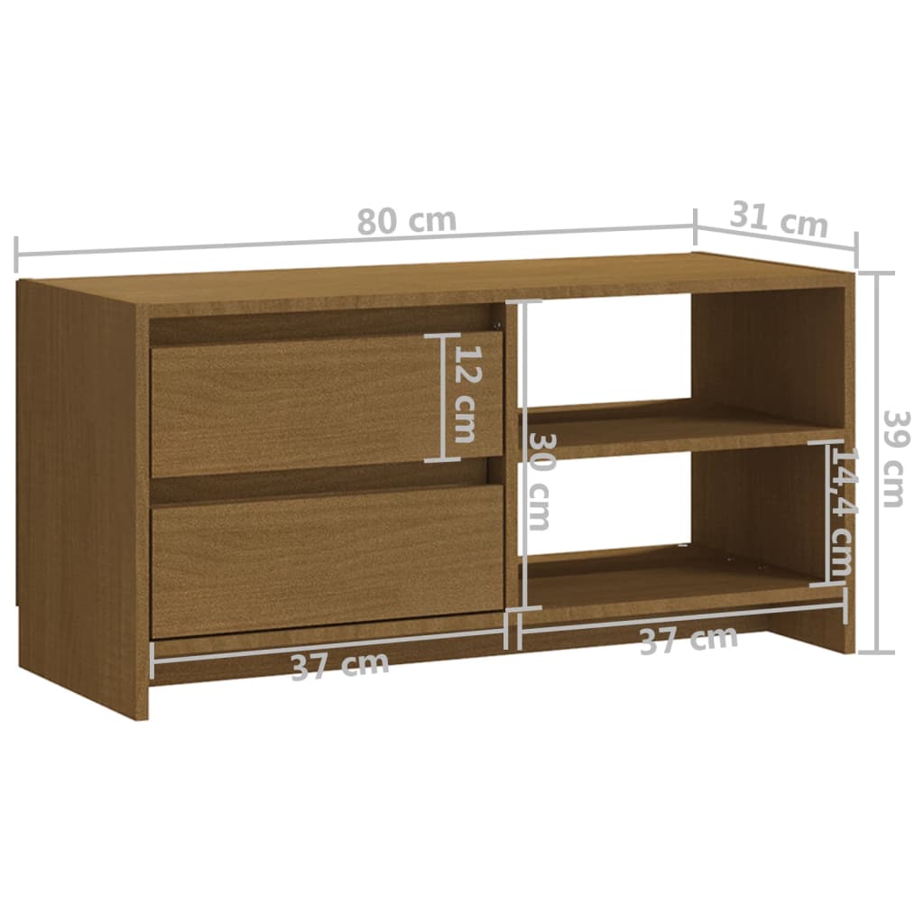 809897 vidaXL TV Cabinet Honey Brown 80x31x39 cm Solid Wood Pine