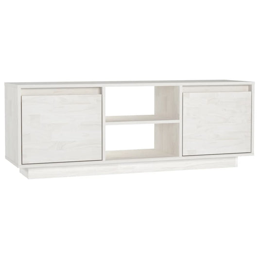 TV Cabinet White 110x30x40 cm Solid Pinewood TV Cabinet White 110x30x40 cm Solid Pinewood