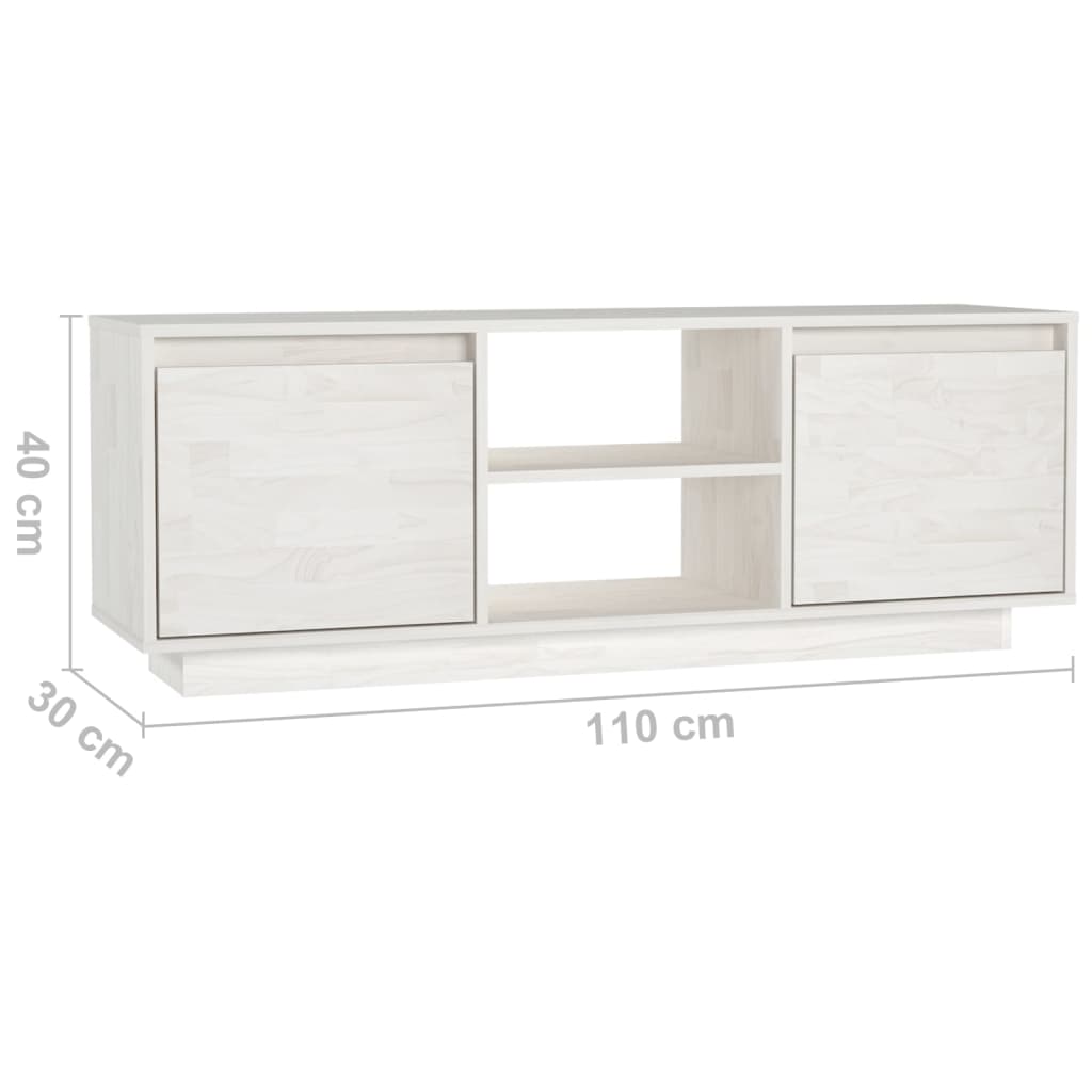 809901 vidaXL TV Cabinet White 110x30x40 cm Solid Wood Pine