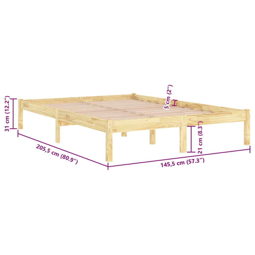 Bed Frame without Mattress Solid Wood 140x200 cm