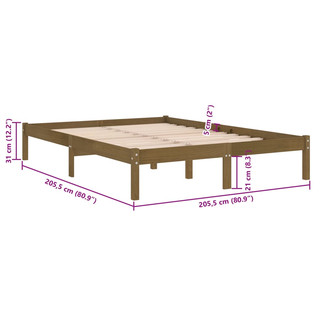 Bed Frame without Mattress Honey Brown Solid Wood 200x200 cm