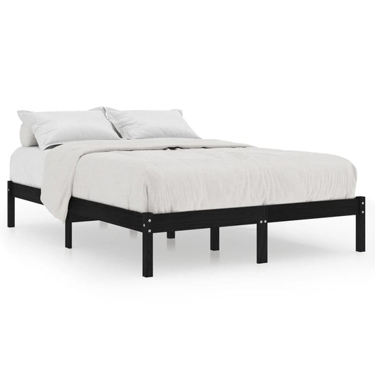 Bed Frame | Black | Solid pinewood | 200x200 cm | Bed Frame | Rectangular Bed Frame | Black | Solid pinewood | 200x200 cm | Bed Frame | Rectangular