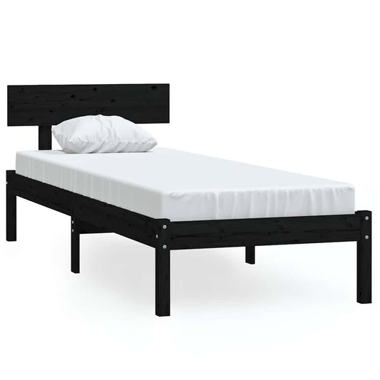 Bed Frame without Mattress Black Solid Wood Small Single Bed Frame without Mattress Black Solid Wood Small Single