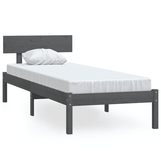 Bed Frame without Mattress Grey Solid Wood Pine Single Bed Frame without Mattress Grey Solid Wood Pine Single