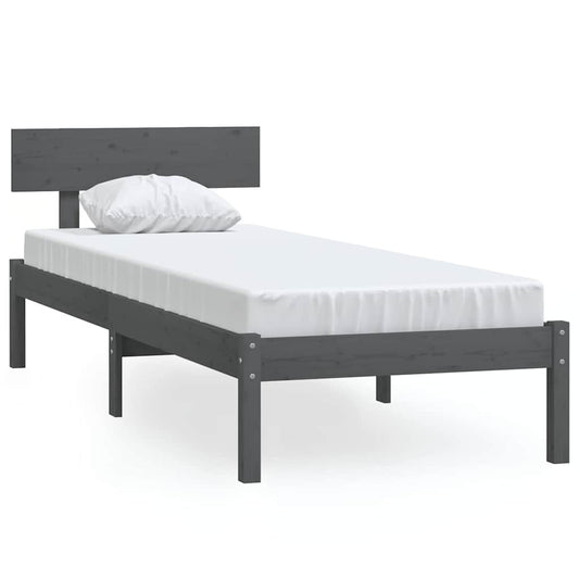 Bed Frame without Mattress Grey Solid Wood Pine Single Bed Frame without Mattress Grey Solid Wood Pine Single