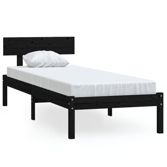 Bed Frame | Black | Solid pinewood | Single | Durable | Bed Frame Bed Frame | Black | Solid pinewood | Single | Durable | Bed Frame
