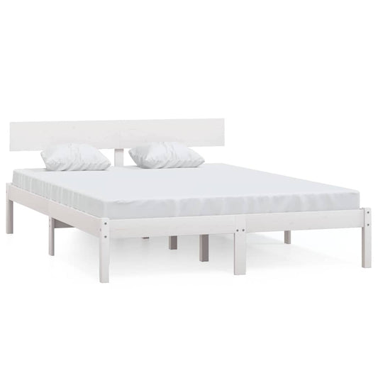 Bed Frame without Mattress White Solid Wood Small Double Bed Frame without Mattress White Solid Wood Small Double
