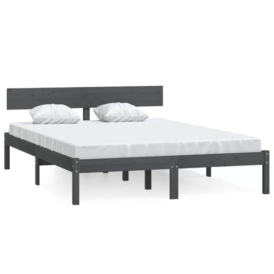 Bed Frame without Mattress Grey Solid Wood Small Double Bed Frame without Mattress Grey Solid Wood Small Double