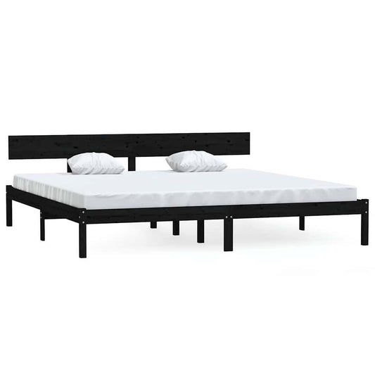 Bed Frame without Mattress Black Solid Wood Super King Bed Frame without Mattress Black Solid Wood Super King