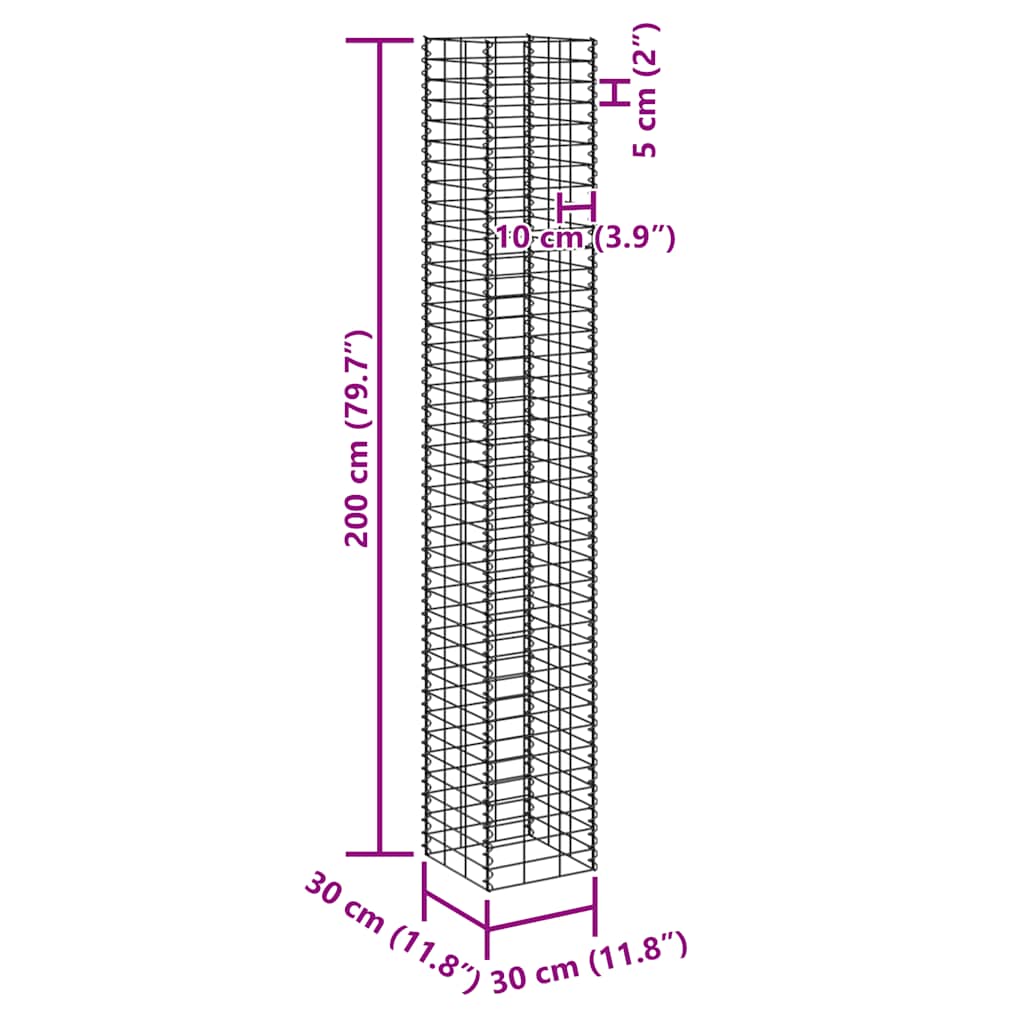 151252 vidaXL Gabion Raised Beds 4 pcs 30x30x50/100/150/200 cm Iron