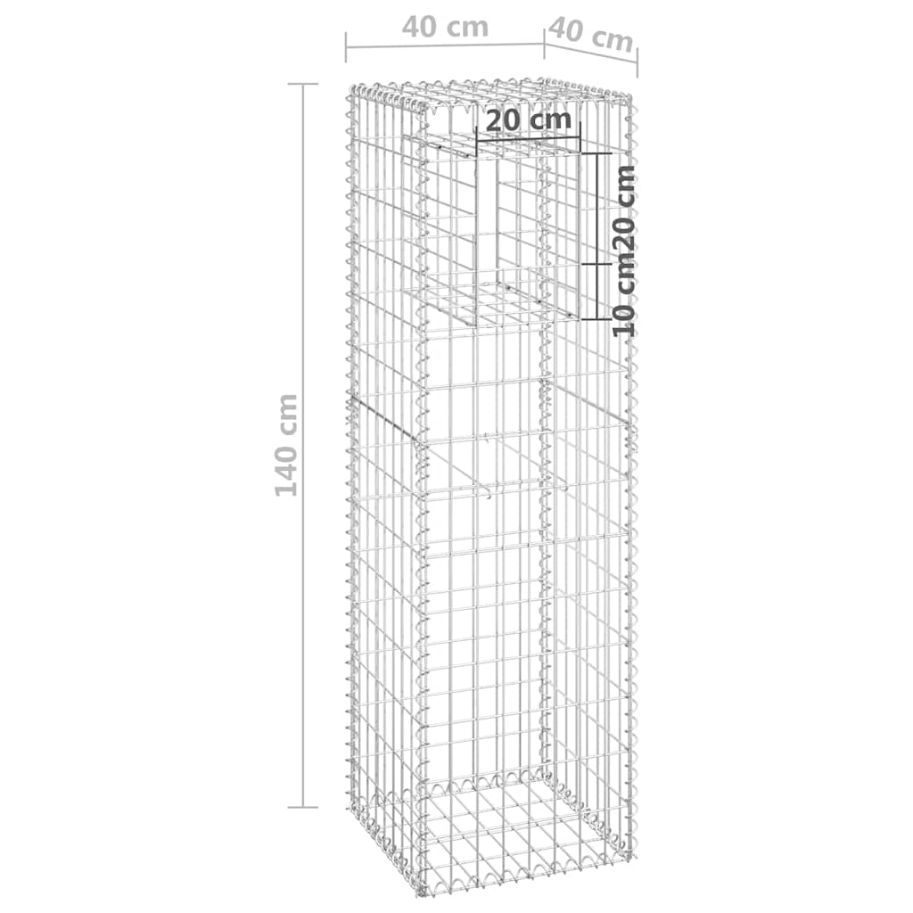 Gabion Basket Post 40x40x140 cm Iron