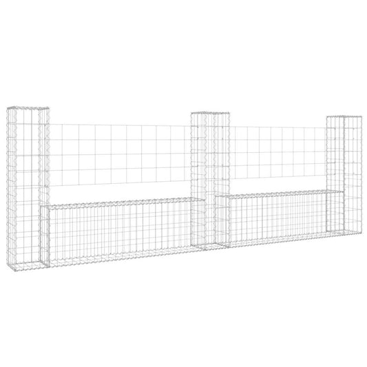 151276 vidaXL U-shape Gabion Basket with 3 Posts Iron 260x20x100 cm 151276 vidaXL U-shape Gabion Basket with 3 Posts Iron 260x20x100 cm