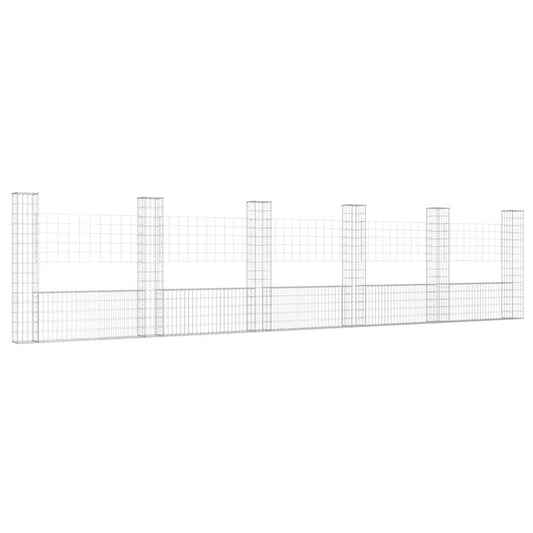 151286 vidaXL U-shape Gabion Basket with 6 Posts Iron 620x20x150 cm 151286 vidaXL U-shape Gabion Basket with 6 Posts Iron 620x20x150 cm