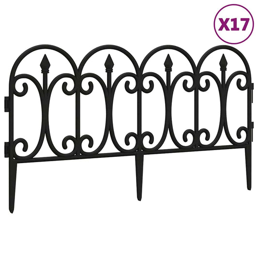 Lawn Edgings 17 pcs Black 10 m PP Lawn Edgings 17 pcs Black 10 m PP