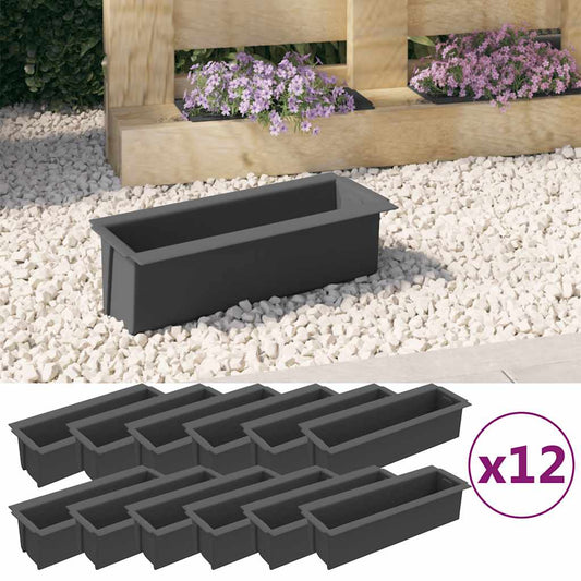 Flower Boxes for Euro Pallets 12 pcs Grey 36x13.5x9.5 cm PP Flower Boxes for Euro Pallets 12 pcs Grey 36x13.5x9.5 cm PP