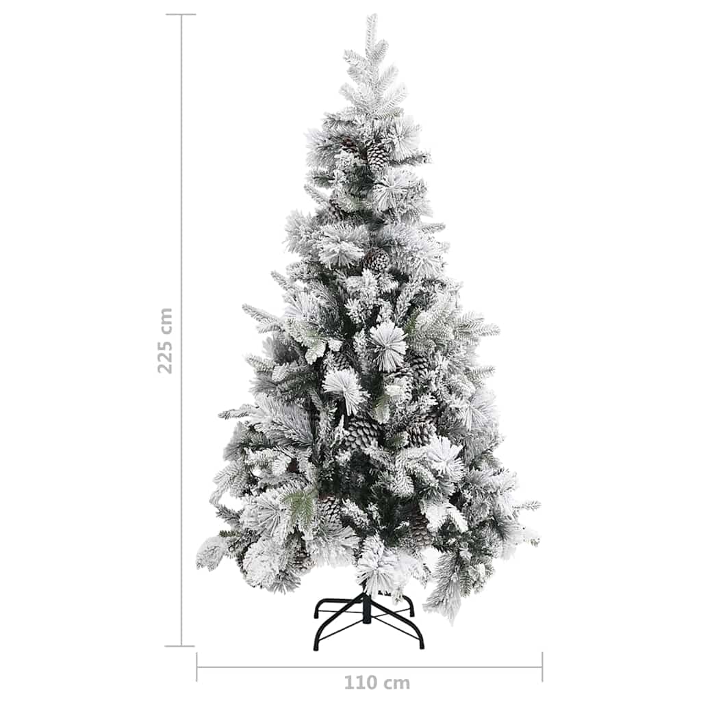 340532 vidaXL Christmas Tree with Flocked Snow&Cones 225 cm PVC&PE