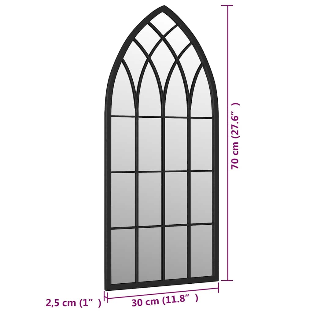 318344 vidaXL Garden Mirror Black 70x30 cm Iron for Outdoor Use