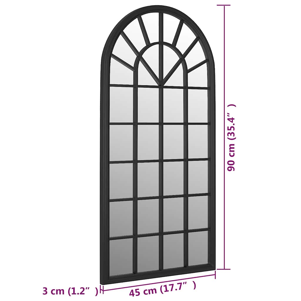 318348 vidaXL Garden Mirror Black 90x45 cm Iron for Outdoor Use