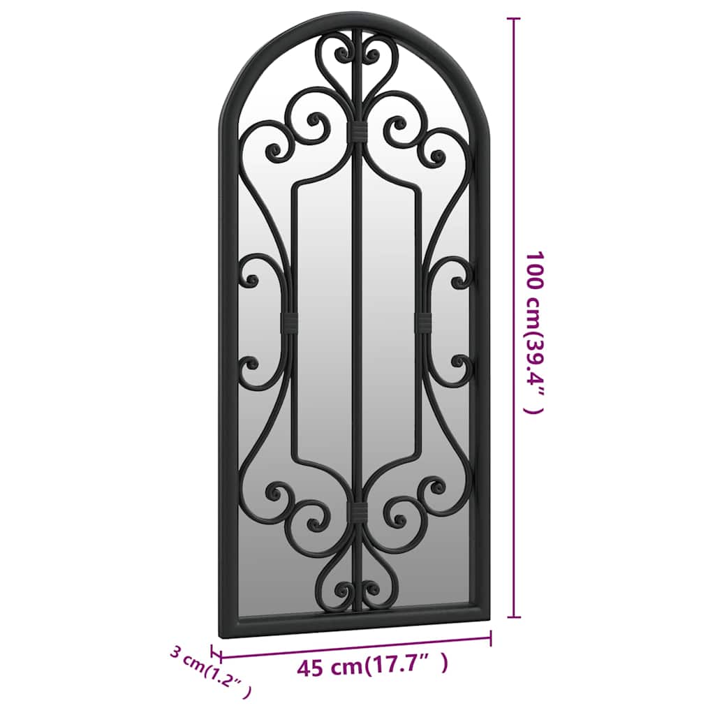 318374 vidaXL Garden Mirror Black 100x45 cm Iron for Outdoor Use