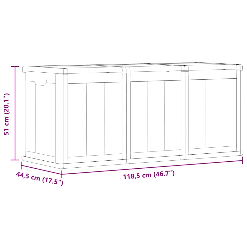Garden Storage Box 270L Brown PP Wood Look