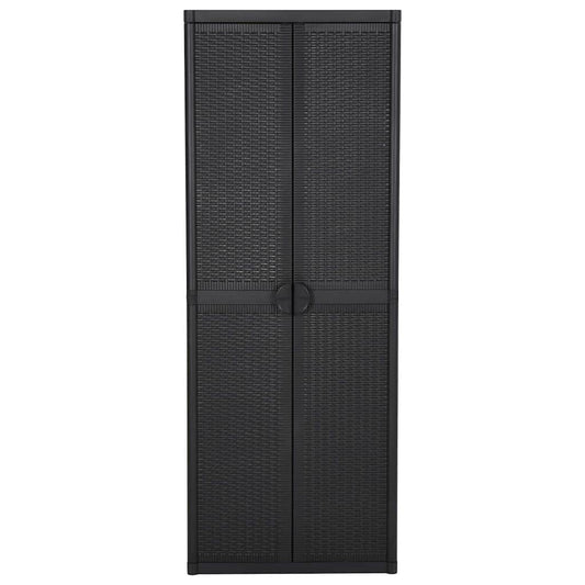 Garden Storage Cabinet Black 65x45x172 cm PP Rattan Garden Storage Cabinet Black 65x45x172 cm PP Rattan