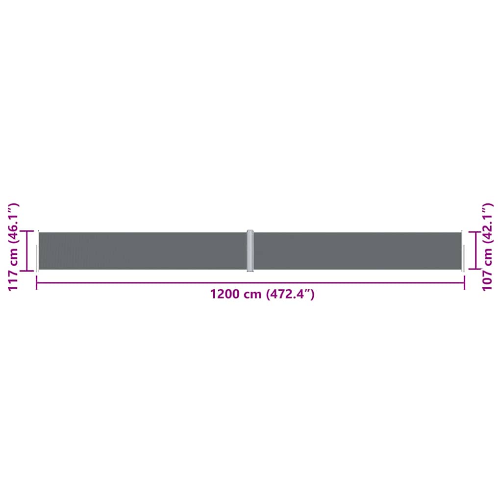 318056 vidaXL Retractable Side Awning Anthracite 117x1200 cm