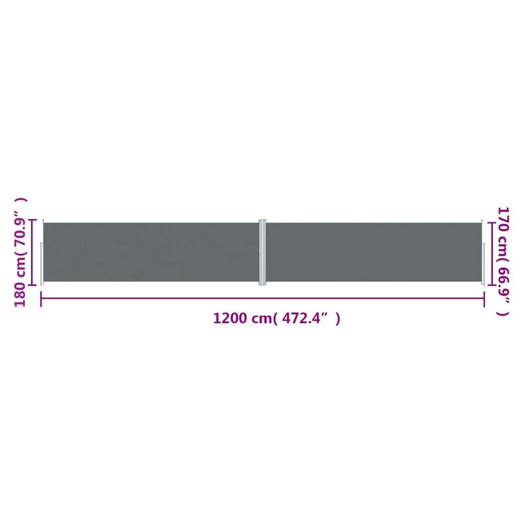 318074 vidaXL Retractable Side Awning Anthracite 180x1200 cm