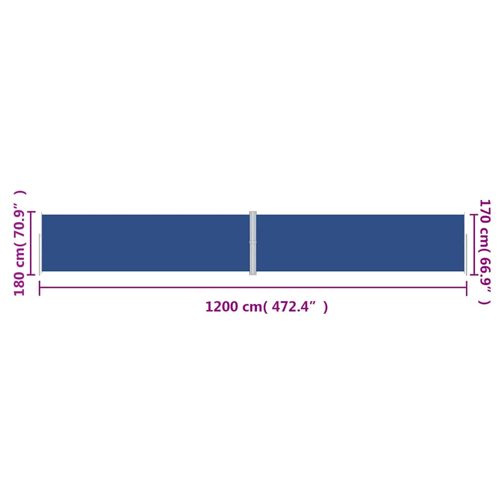 318076 vidaXL Retractable Side Awning Blue 180x1200 cm