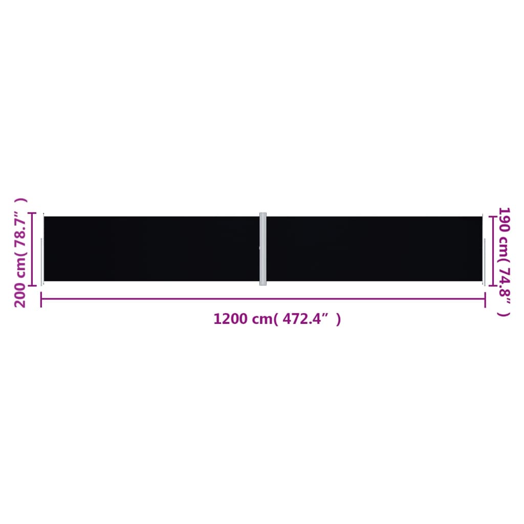 Side Awning | Black | Polyester with PU coating, steel, aluminium