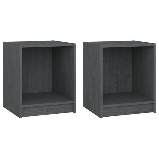 Bedside Cabinets 2 pcs Grey 35.5x33.5x41.5 cm Solid Pinewood Bedside Cabinets 2 pcs Grey 35.5x33.5x41.5 cm Solid Pinewood